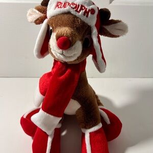 Festive Rudolph Plush with Red and Brown Accents by Dan Dee